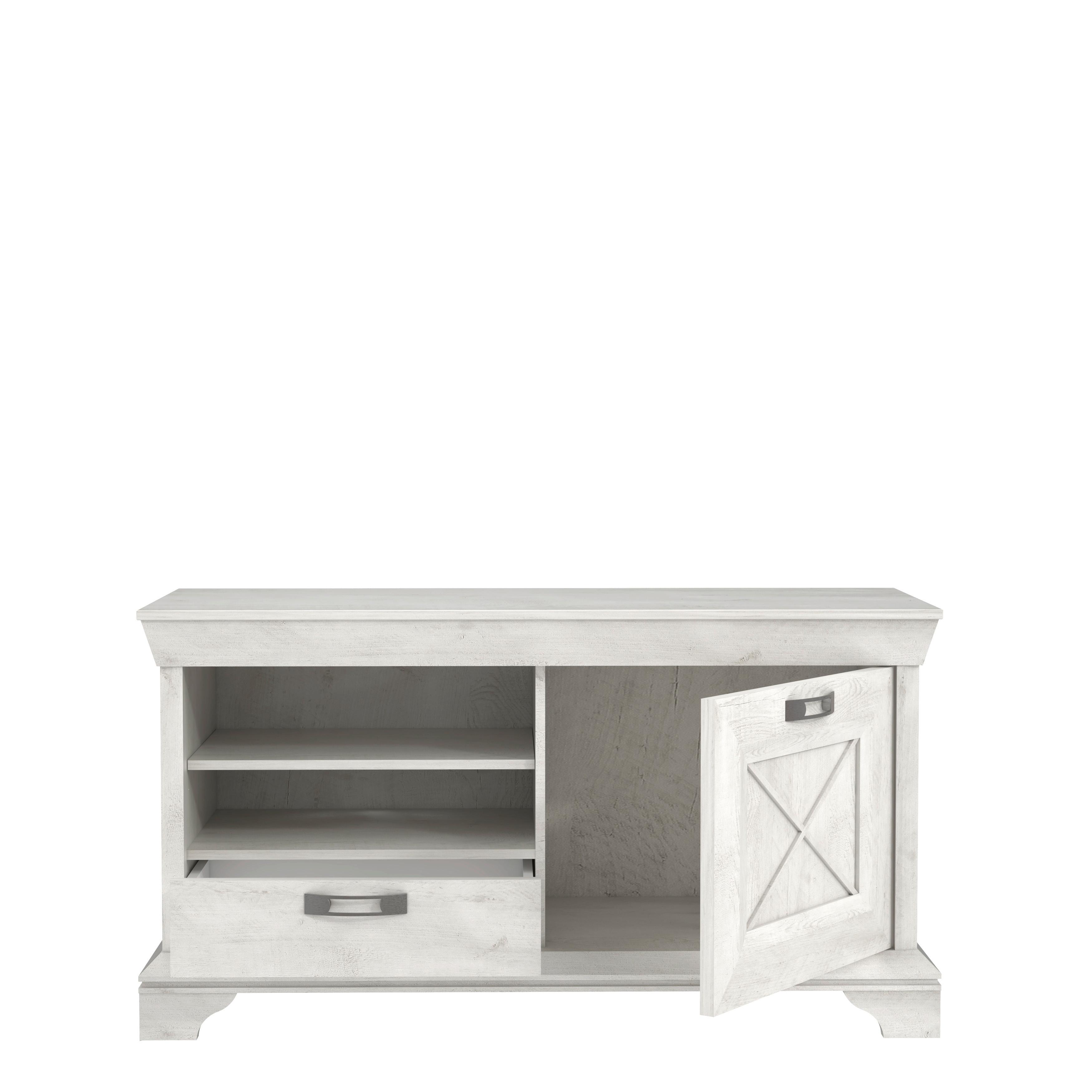Tv Komoda Kashmir - bijela/srebrne boje, Konvencionalno, drvni materijal/metal (122,7/66,6/48,2cm) - Premium Living