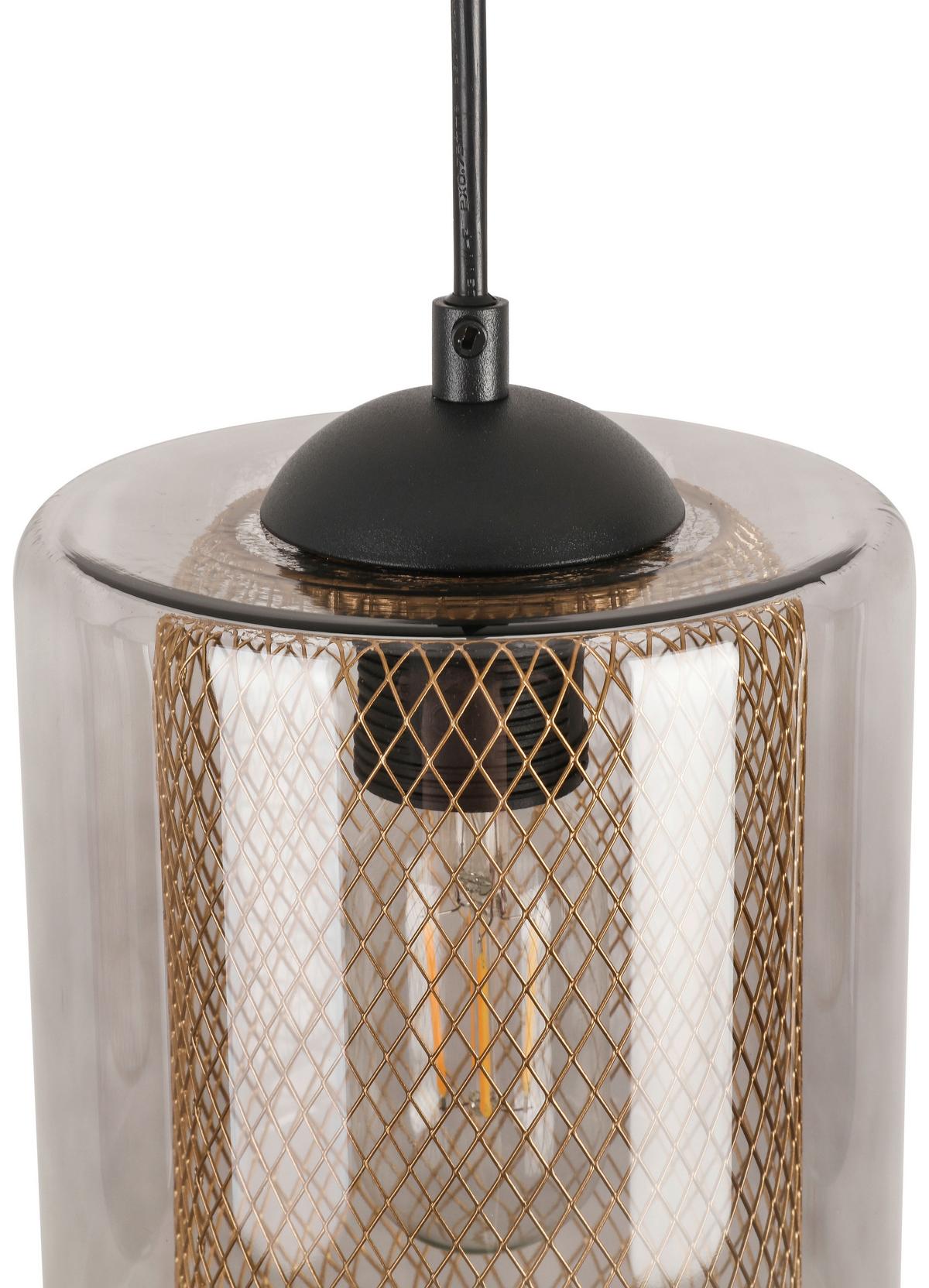 Hängeleuchte Jirmi max. 25 Watt - Goldfarben/Schwarz, MODERN, Glas/Metall (81/15,5/120cm) - Premium Living