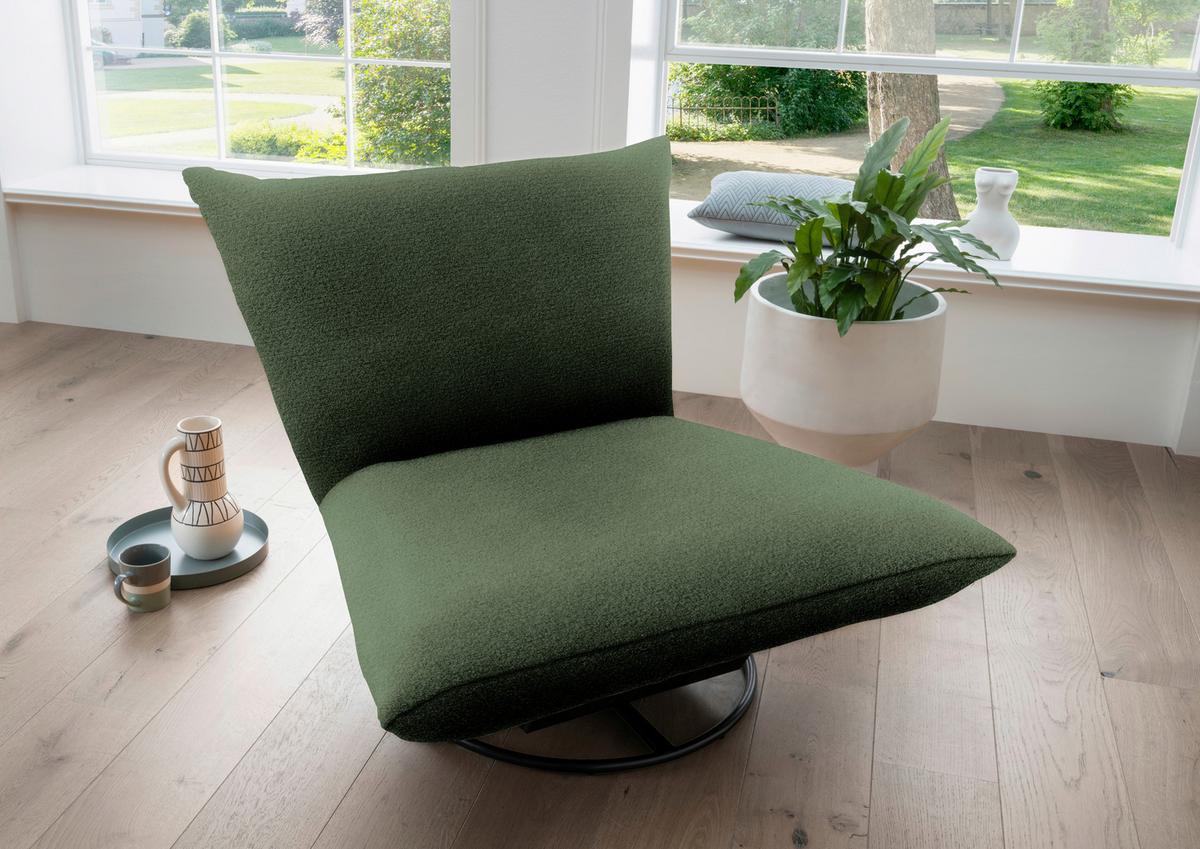 Relaxsessel Cremona ca. 100x78x96 cm Dunkelgrün - Dunkelgrün/Schwarz, Design, Textil/Metall (100/78/96cm) - Livetastic