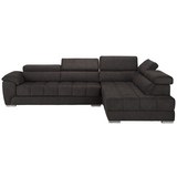 Wohnlandschaft in Dunkelgrau - Dunkelgrau, MODERN, Textil/Metall (299/72-91/212cm) - Modern Living