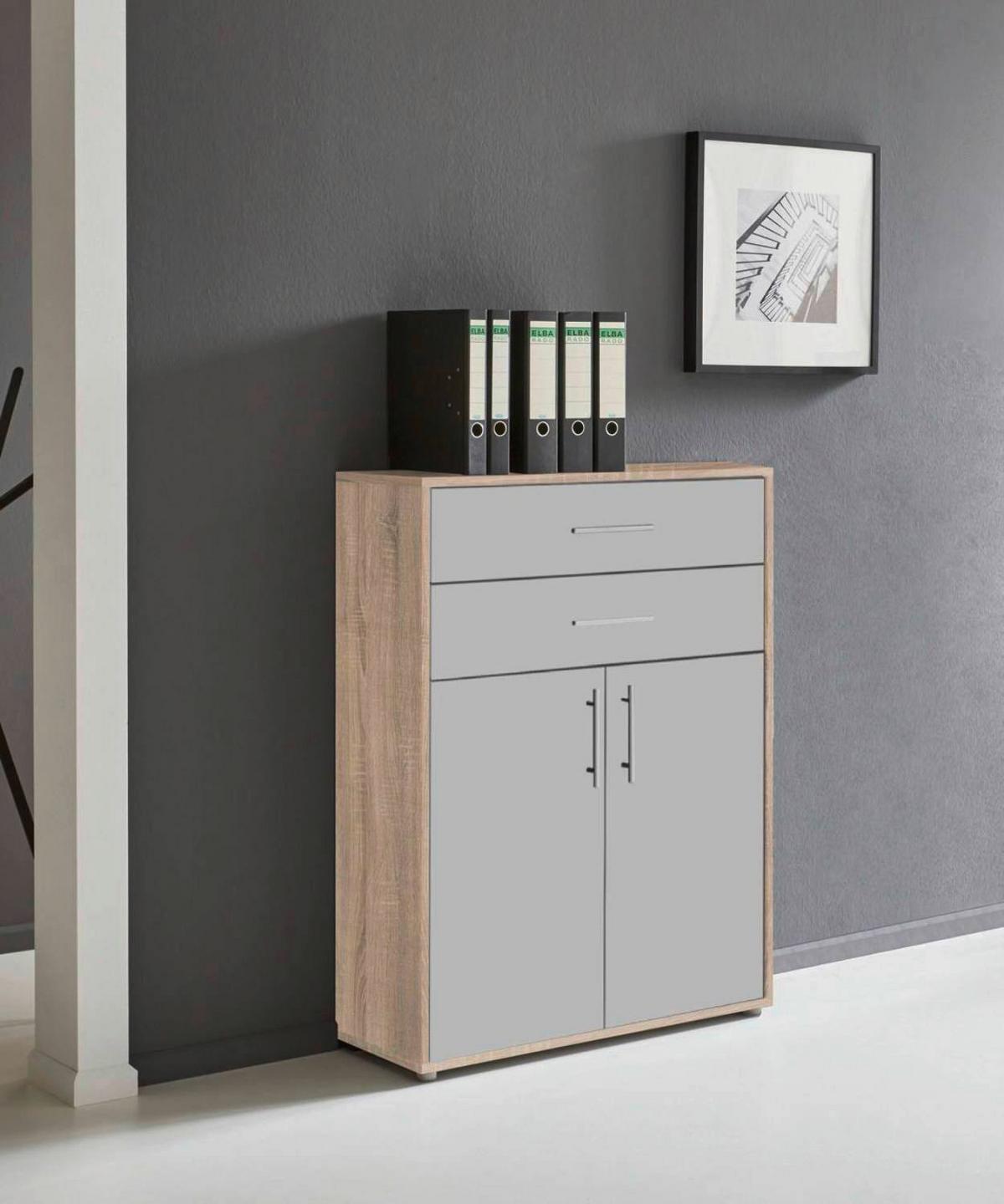 AKTENSCHRANK OFFICE EDITION - Hellgrau/Sonoma Eiche, LIFESTYLE, Holzwerkstoff (84,4/113,6/33cm) - MID.YOU