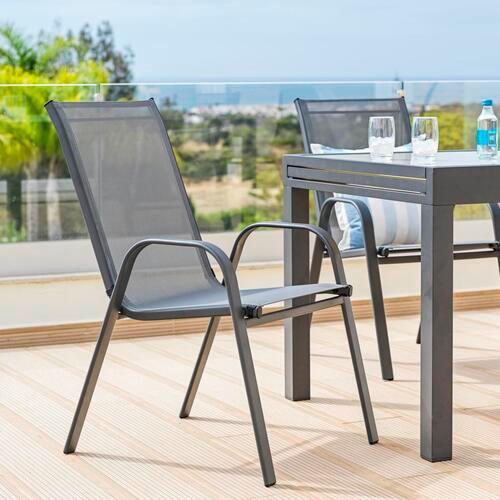 Stapelsessel Stitch in Anthrazit - Anthrazit, Modern, Textil/Metall (54/92/73cm) - Modern Living