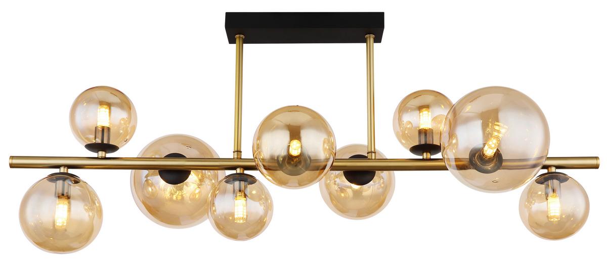 Stropna Led-svetilka Riha, S Sijalko - črna/barve medenine, Design, kovina/steklo (87/30/38cm) - Globo