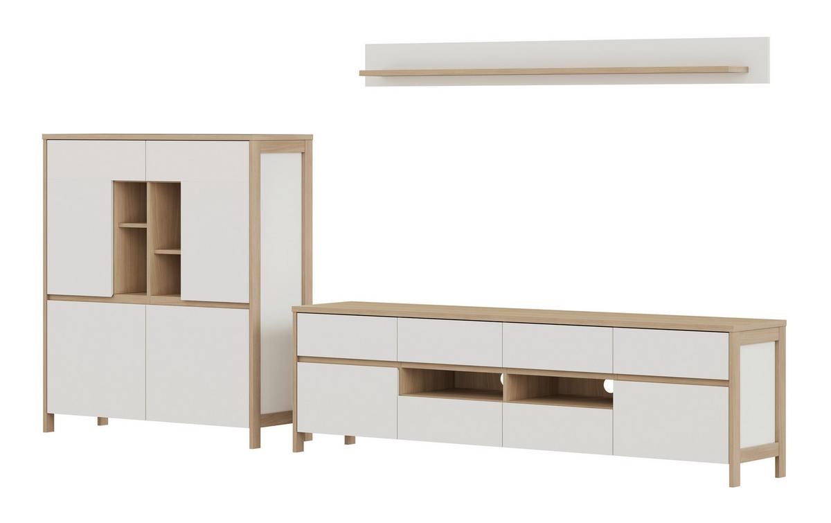 WOHNWAND STRANDA - Eichefarben/Weiß, Design, Holzwerkstoff (319/170/39cm) - MID.YOU