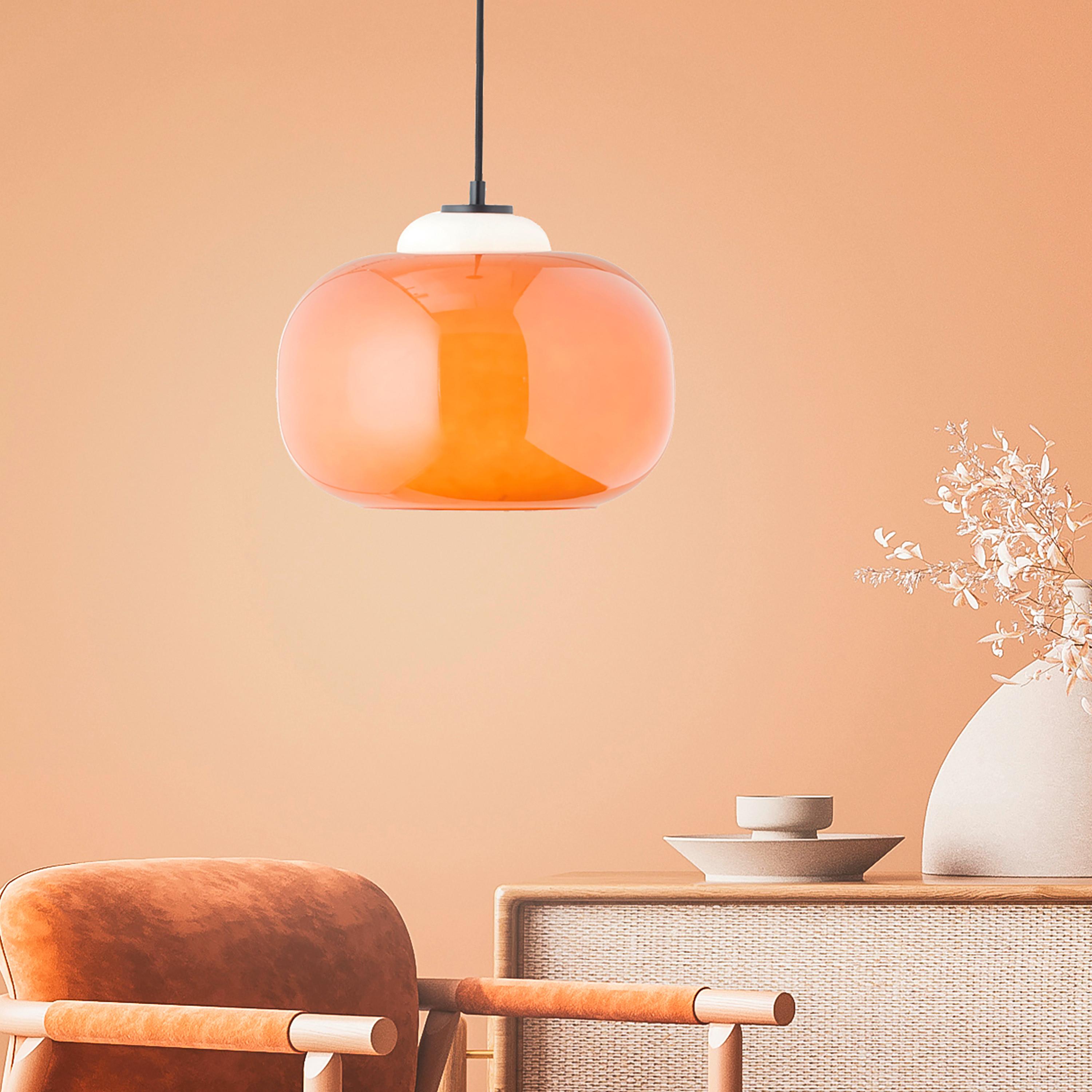 Pendelleuchte Blop Orange max. 60 Watt - Orange, Design, Glas/Metall (30/128,5cm) - Brilliant