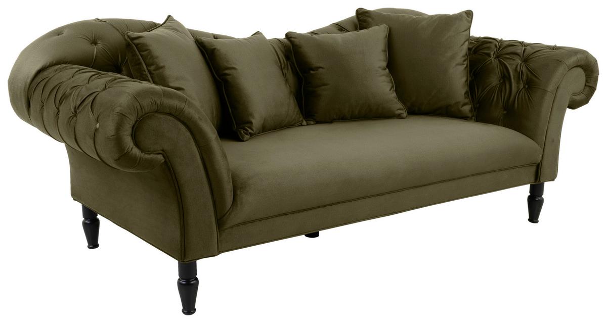 Trosjed Cupido - maslinasto zelena/crna, Design, tekstil/drvo (242/91/104cm) - Mömax
