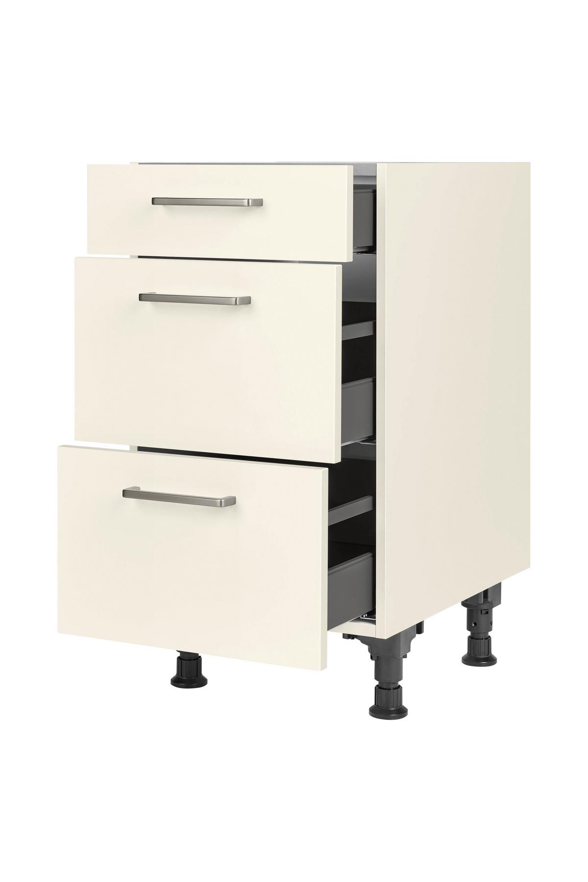 Schubkastenunterschrank Touch Magnolie - Edelstahlfarben/Magnolie, MODERN, Holzwerkstoff/Metall (45/87/56cm) - Nobilia