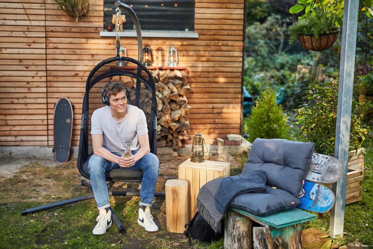 Hängesessel "Yobaya", Schwarz B/H/T 123/195/106 cm - Anthrazit/Schwarz, KONVENTIONELL, Kunststoff/Textil (123/195/106cm) - Siena Garden