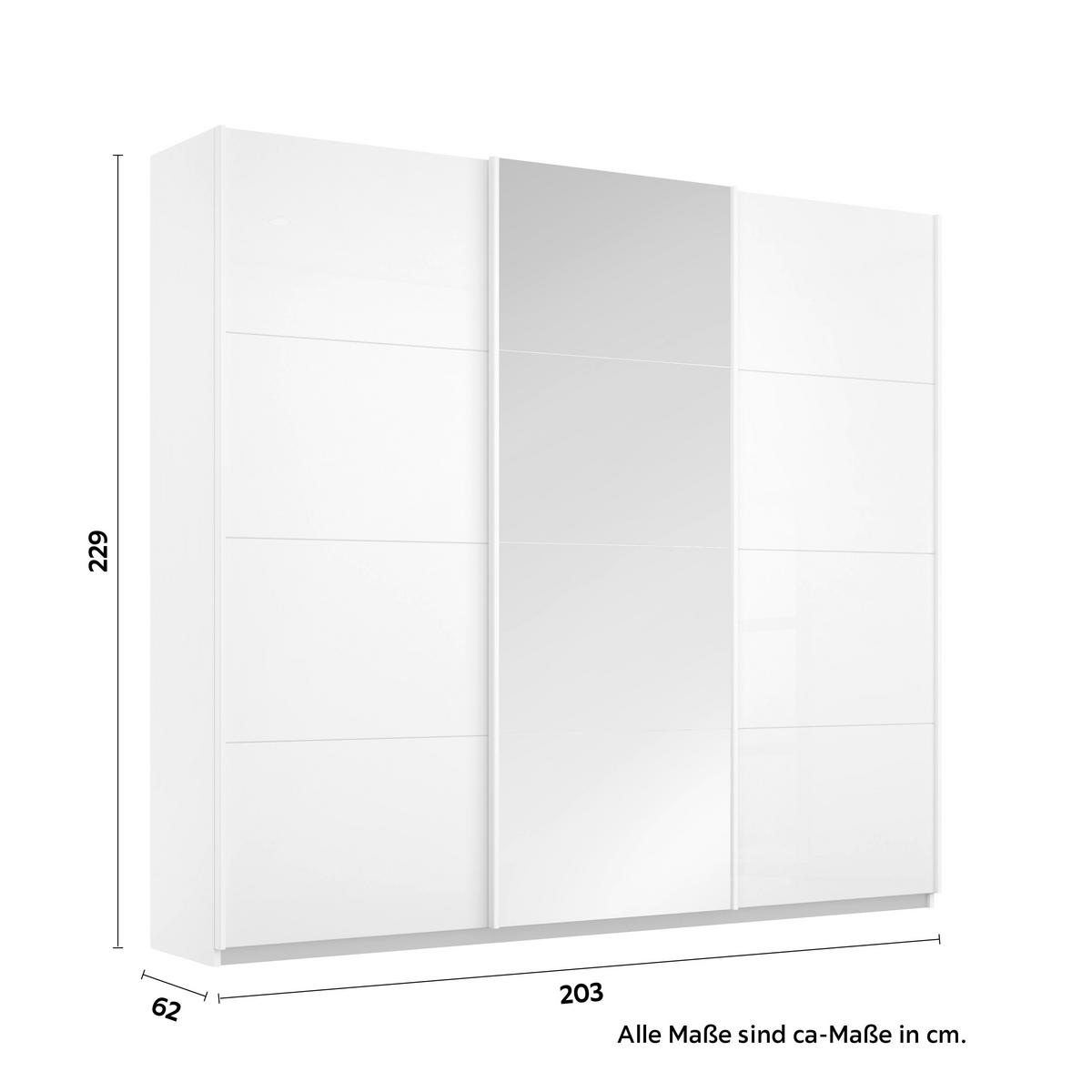 Dulap uși culisante Kulmbach - alb, Konventionell (203/229/62cm) - Based