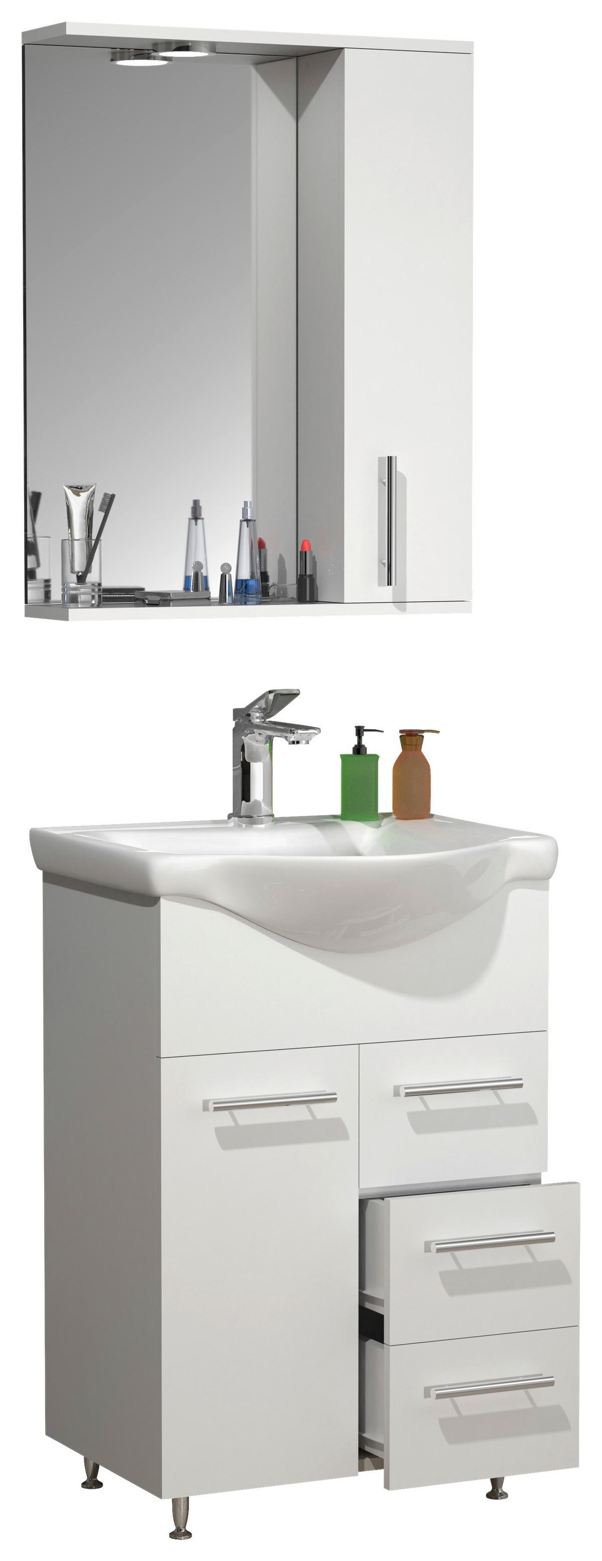 BADEZIMMER LISALO L - Weiss/Silberfarben, Modern, Glas/Keramik (55cm) - MID.YOU