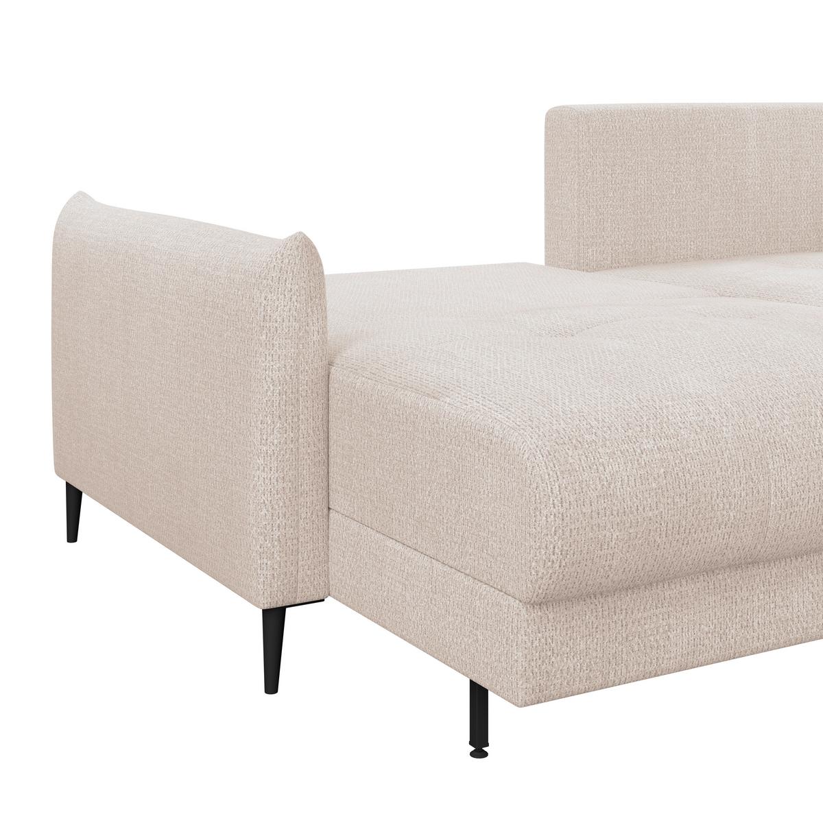 Kutna Garnitura Polis - crna/krem, Trend, tekstil/metal (221/142cm) - Ondega