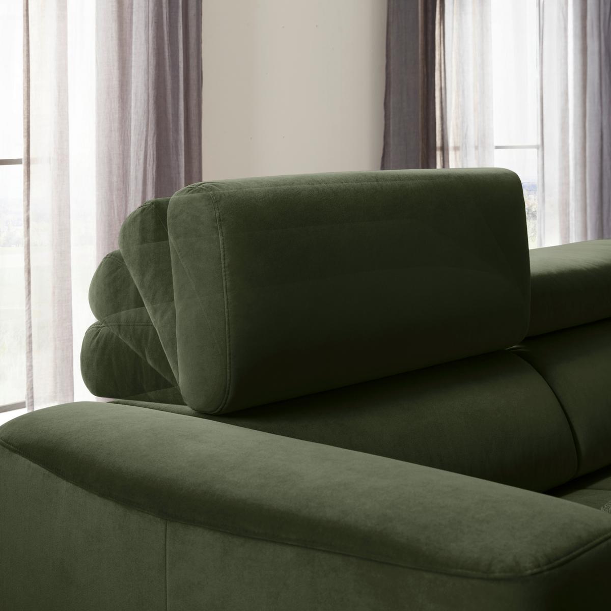 Ecksofa Emma rechts Olivgrün - Schwarz/Olivgrün, MODERN, Textil (301/210cm) - Premium Living