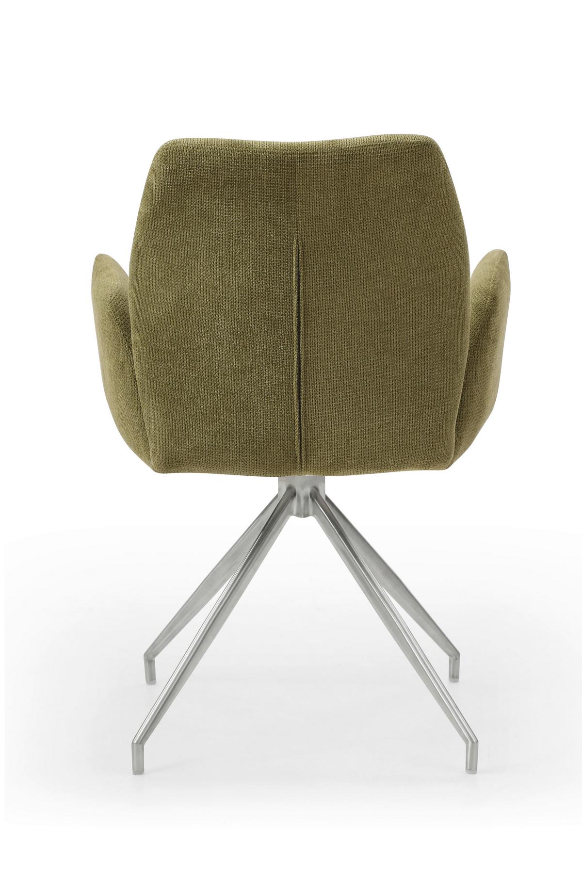 Naslanjač Sofija, Zelena, Vrtljiv - srebrne barve/zelena, Moderno, kovina/tekstil (60/89/62cm) - Livetastic