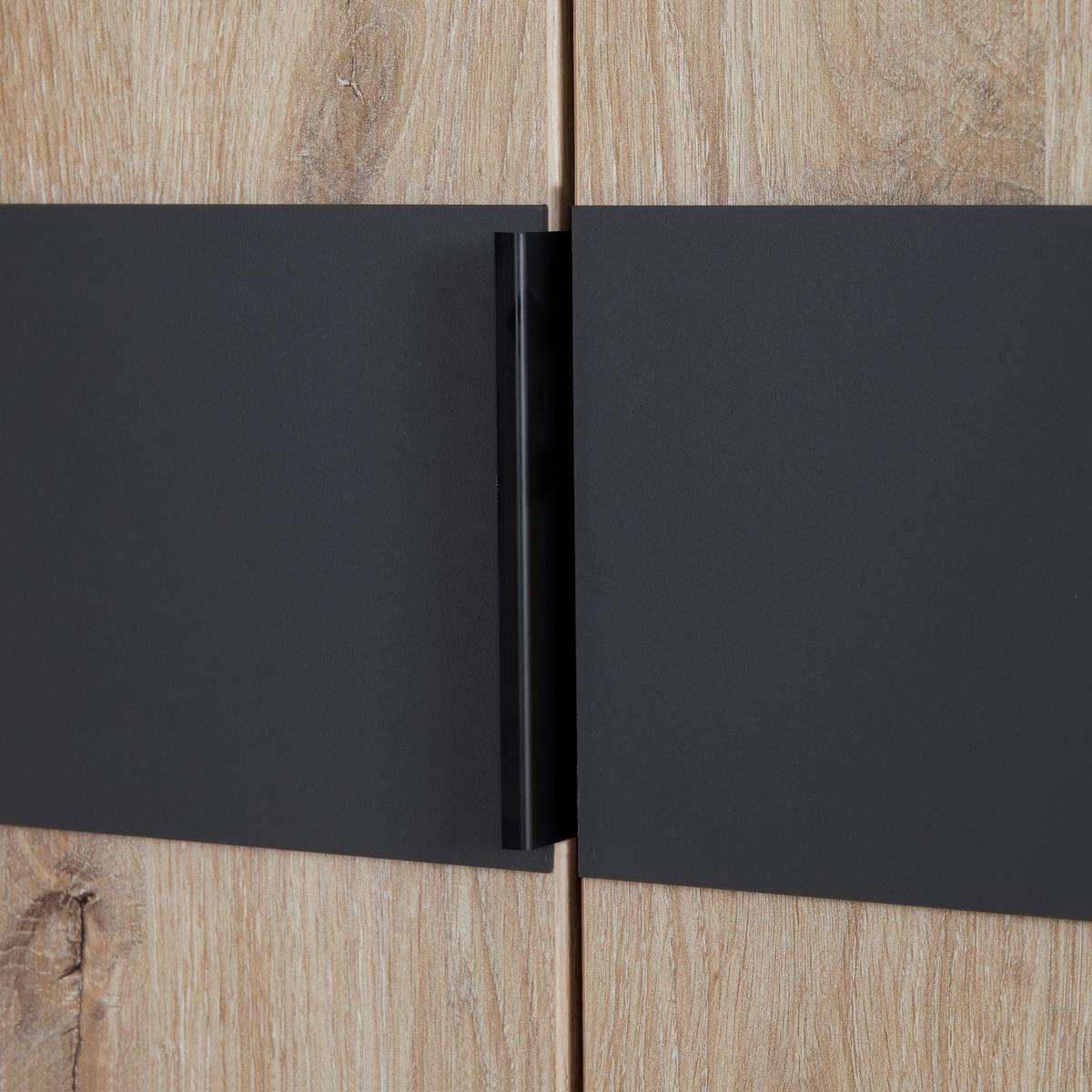 Drehtürenschrank Bergamo Graphit/Eichefarben - Eichefarben/Schwarz, Konventionell, Holzwerkstoff/Metall (225/208/58cm) - Based