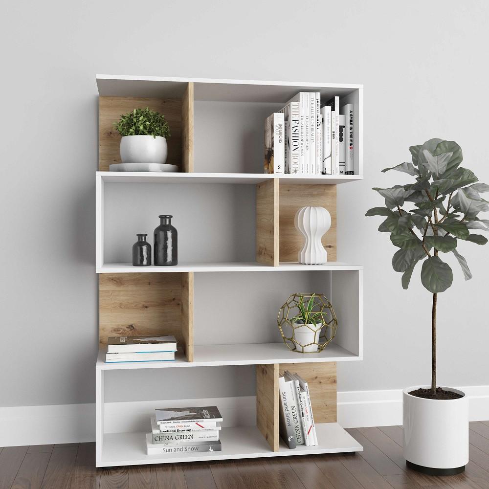 Regal Shelfy 8 Fächer ca. 103x146 cm Weiß/Eiche - Weiß/Eiche Artisan, MODERN, Holzwerkstoff (103/146/36cm) - MID.YOU