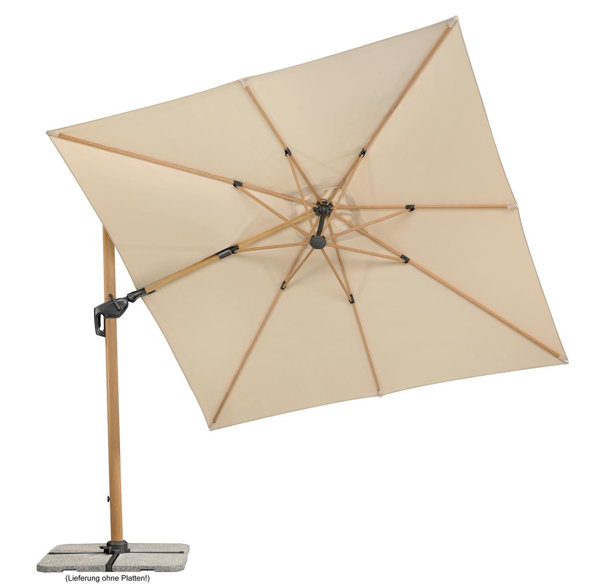 Ampelschirm Rohdos Naturfarben - Eichefarben/Naturfarben, Basics, Textil/Metall (358/263/300cm) - Schneider