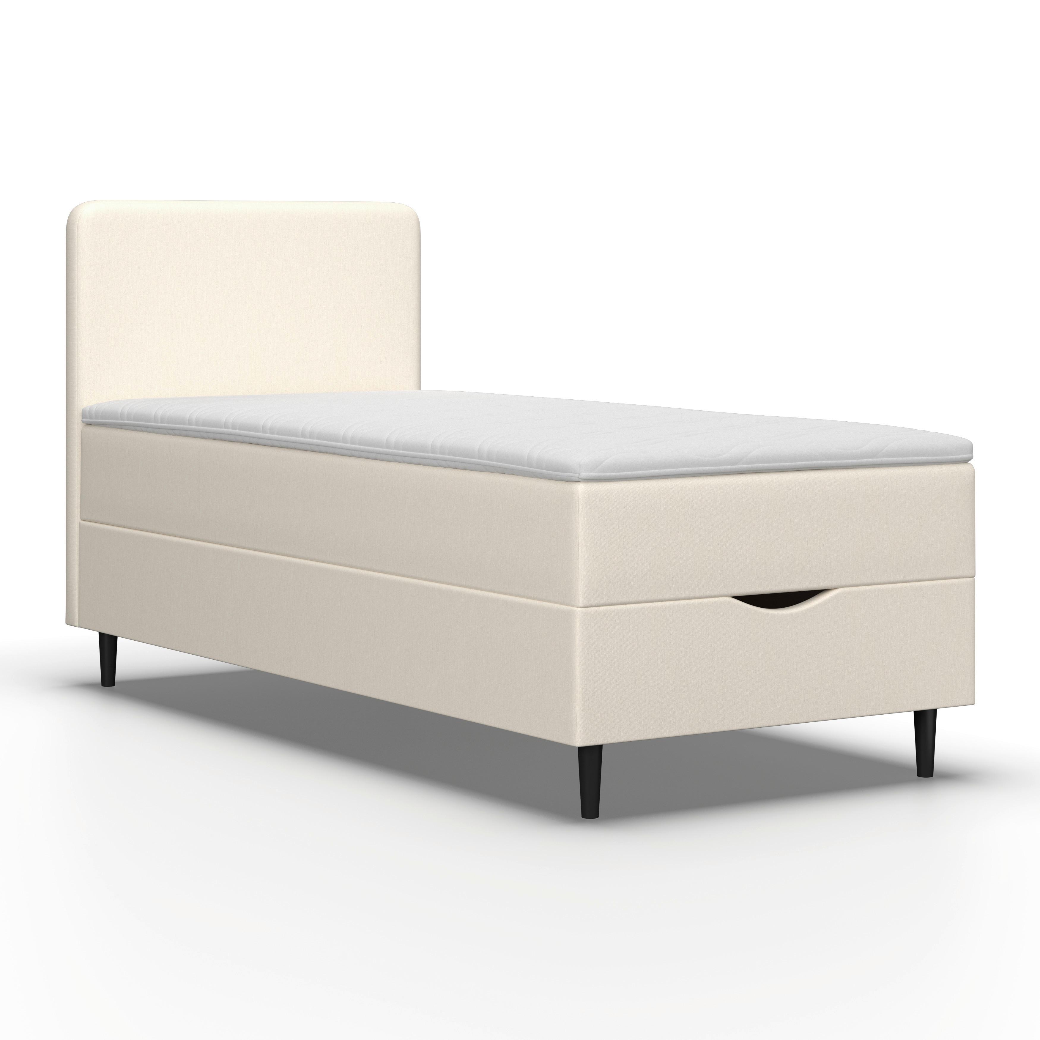 Postelja Z Vzmetnico Vida, Krem, Nadvložek, 90x200 - črna/slonova kost, Moderno, umetna masa/tekstil (90/200cm) - Bessagi Home