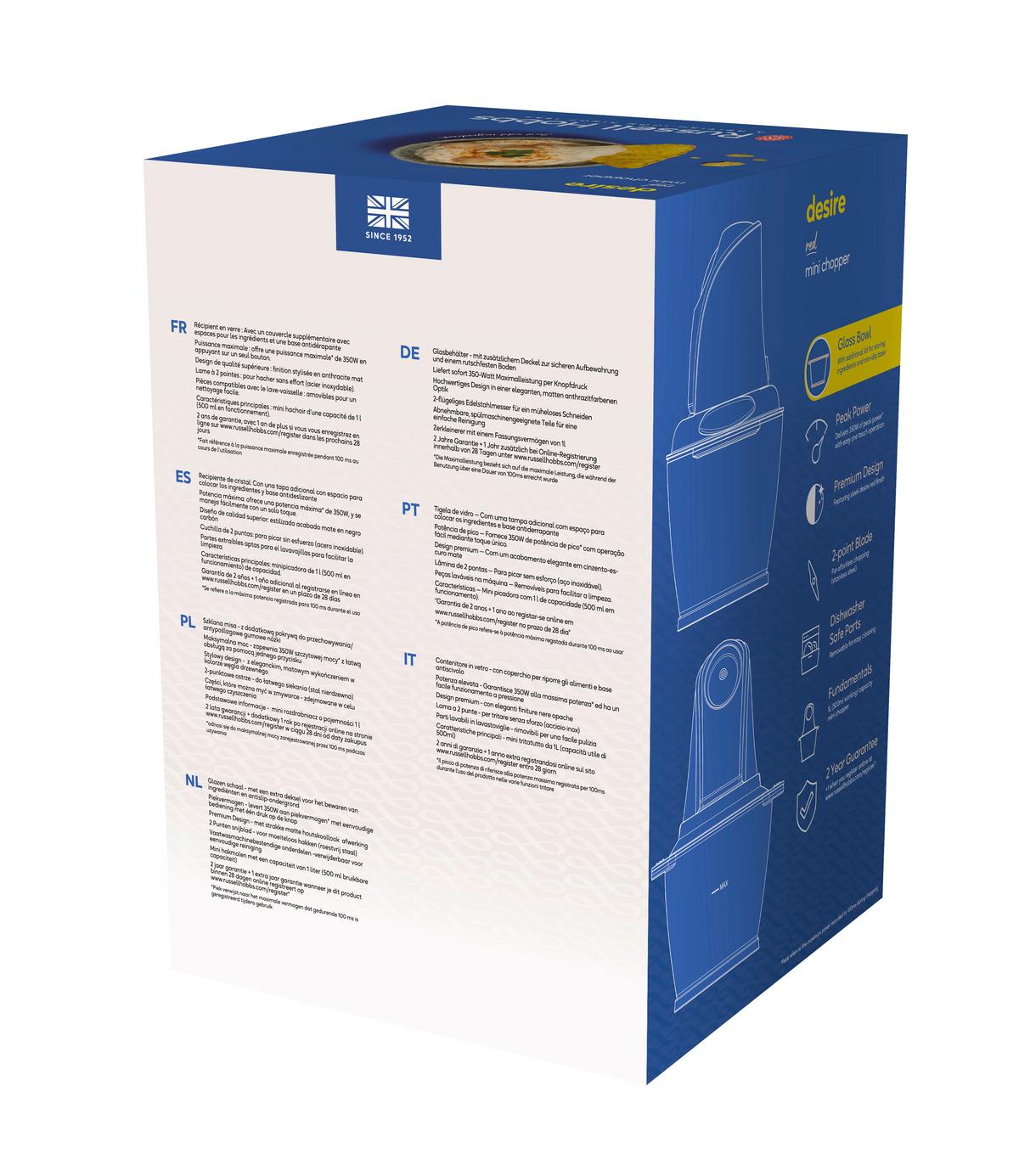 Univerzális Aprító Russell Hobbs Desire Red - piros, Modern, műanyag (23/18,8/15,4cm) - Russell Hobbs