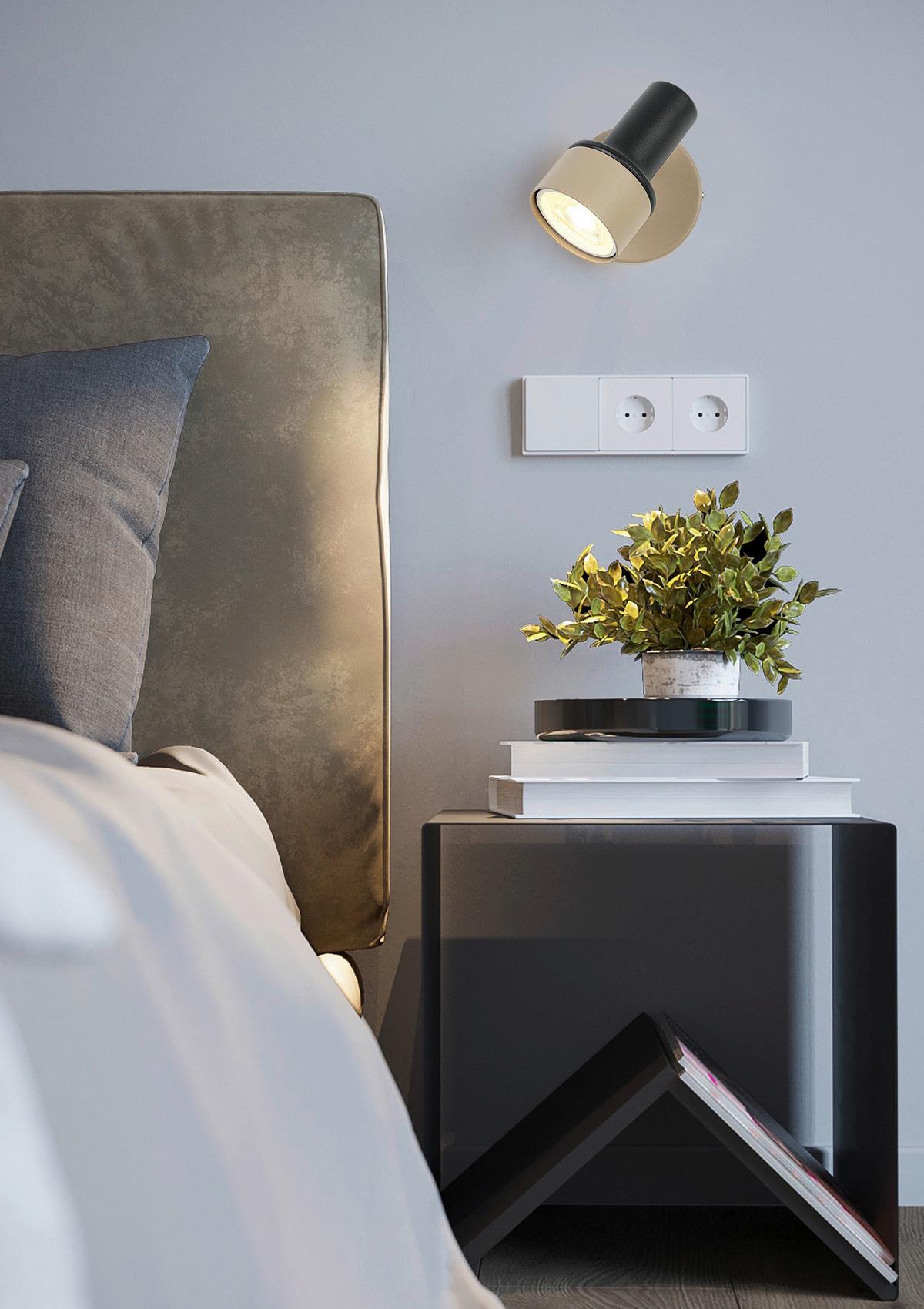 Reflektor Simba - črna/peščene barve, Romantika, kovina/umetna masa (10,8/8/9,7cm) - Mömax