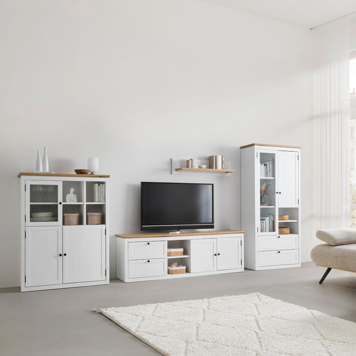 Wandboard Korsika Eichefarben/Weiß - Eichefarben/Weiß, ROMANTIK / LANDHAUS, Holzwerkstoff (100/23,5/25cm) - Mömax