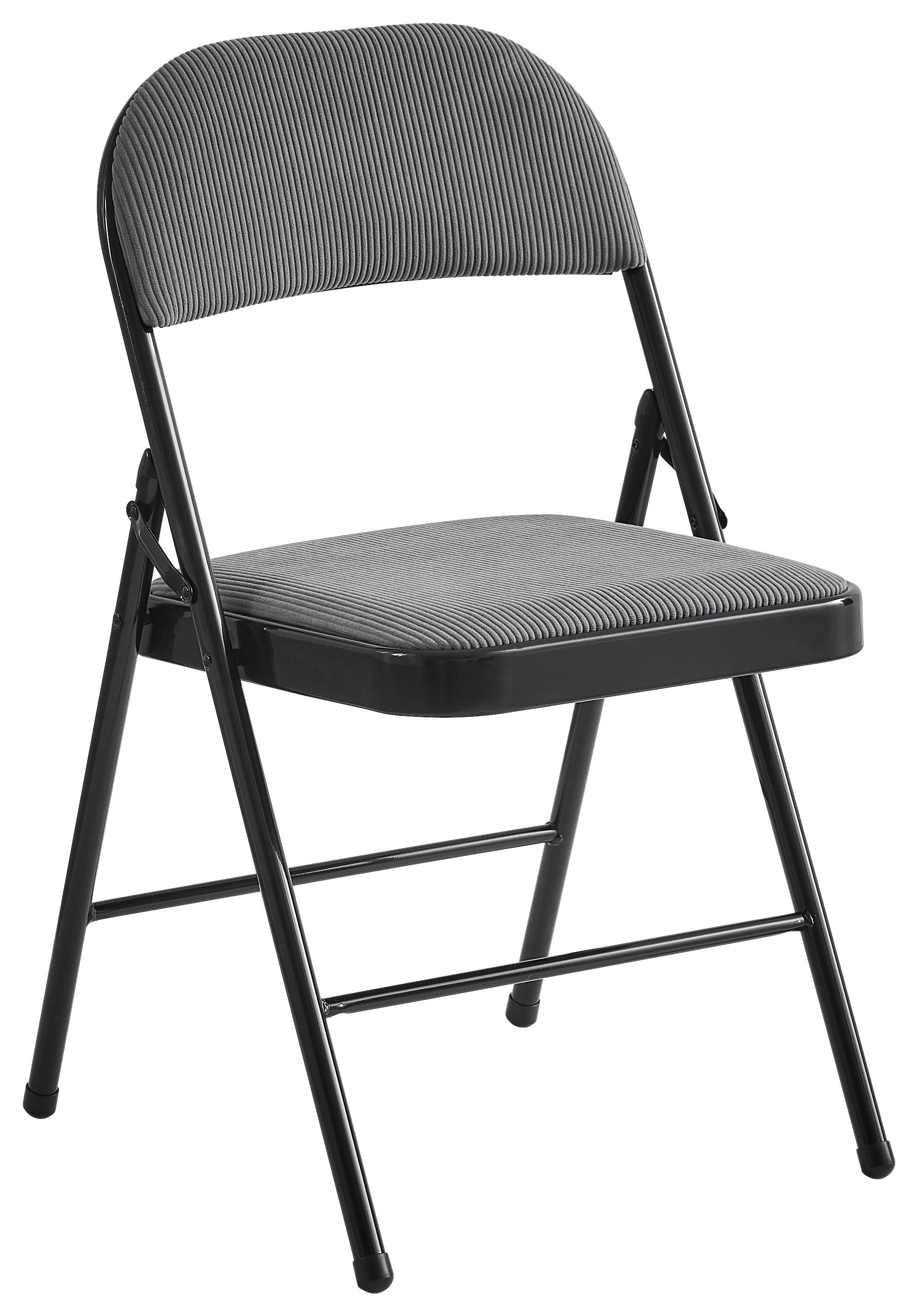 KRZESŁO SKŁADANE COSTA - czarny/szary, Basics, metal/tkanina (46,5/79/47cm) - Boxxx