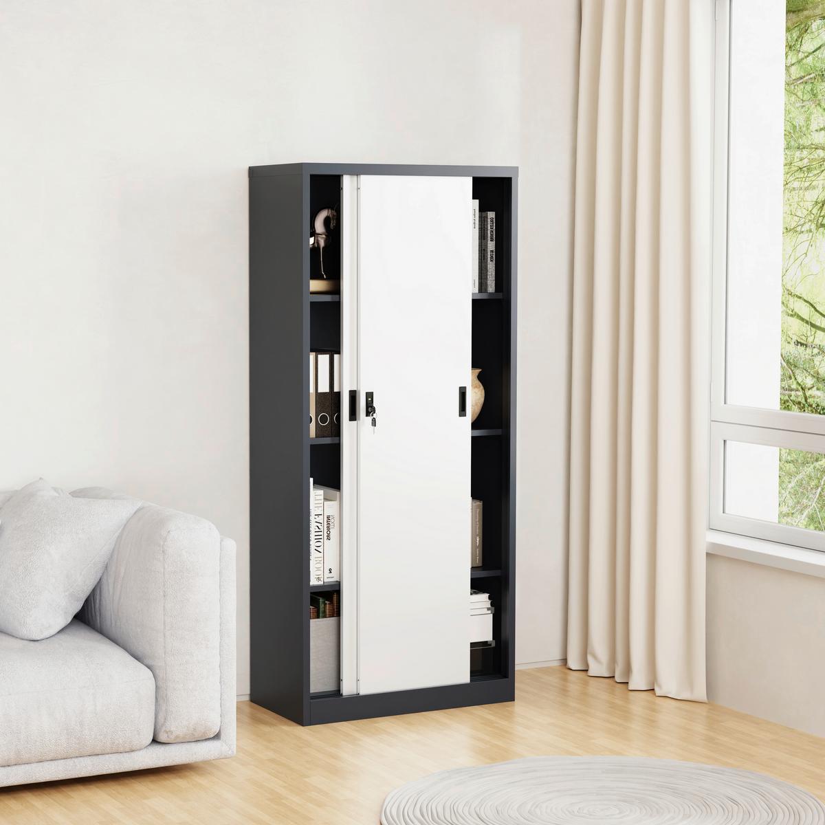 Aktenschrank Malivo - Weiss/Anthrazit, Konventionell, Metall (80/180/40cm) - MID.YOU