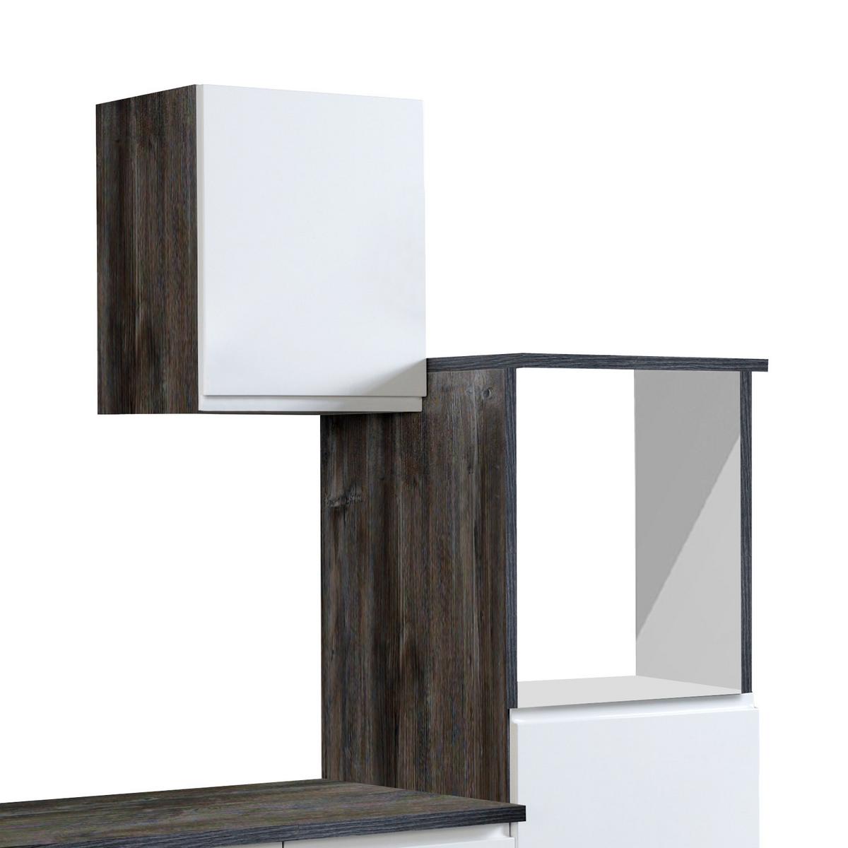 Küchenleerblock "Cardiff" Weiss/Eiche - Weiß Hochglanz/Weiß, Basics, Holzwerkstoff (280cm) - Held