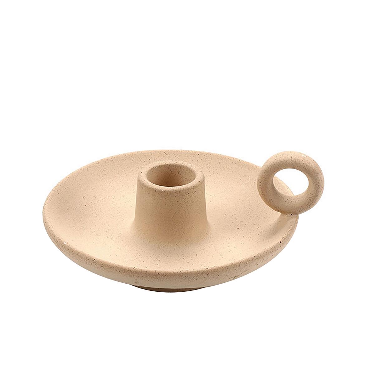 Gyertyatartó Line - bézs, kerámia (13,6/12,2/6,1cm) - Modern Living