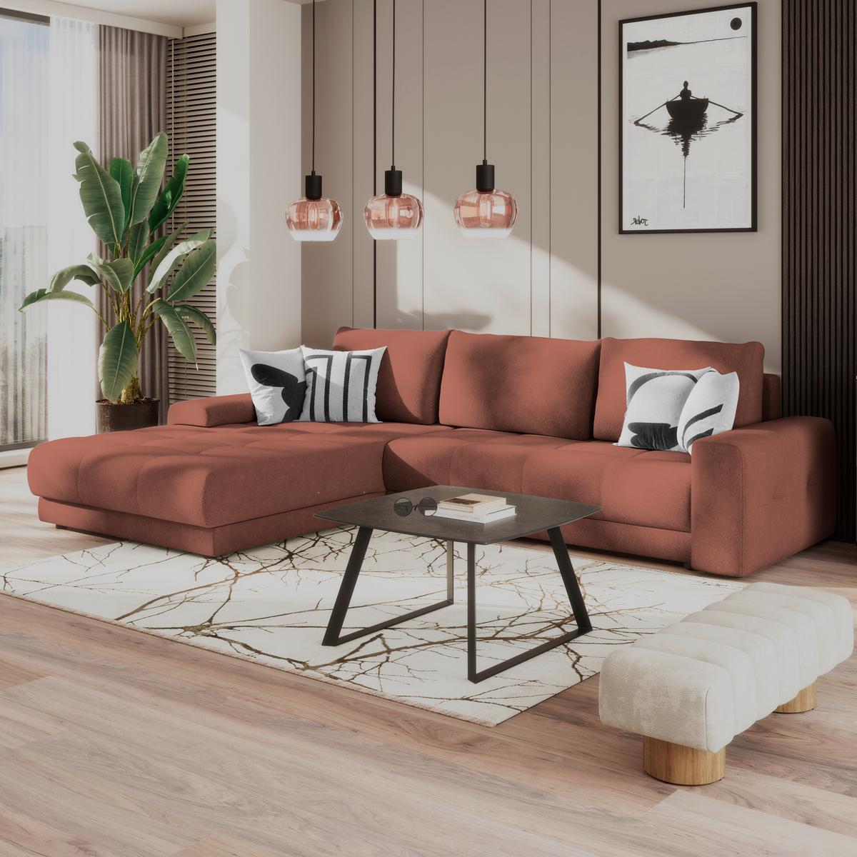 Kutna Garnitura Adria - boje hrđe, Trend, tekstil (213/308cm) - Luca Bessoni