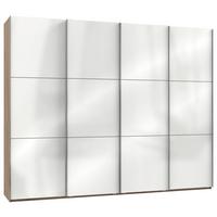 Schwebetürenschrank Level 36D ca. 300 cm Weiß/Eiche Dekor - Chromfarben/Weiß Hochglanz, MODERN, Holzwerkstoff/Metall (300/236/65cm) - MID.YOU