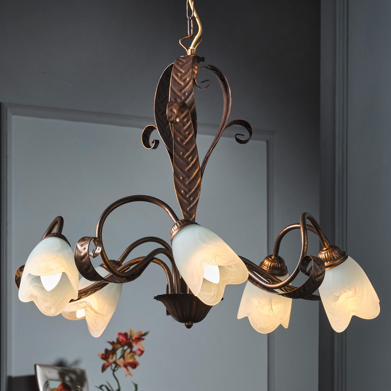 Kronleuchter Sonia Bronzefarben max. 6 Watt - Bronzefarben, Basics, Glas/Metall (70/100cm)