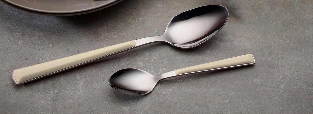 Besteckset Basic Creme/Silber 16-teilig - Silberfarben/Creme, Basics, Metall - Echtwerk