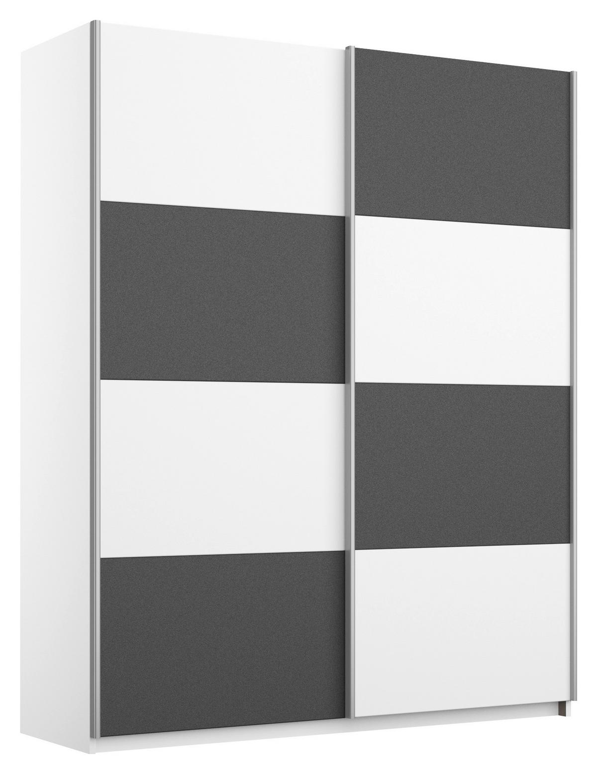 Függesztett Tolóajtós Szekrény Skate - alumíniumszínű/fehér, Basics, faalapú anyag/fém (136/197/61cm) - MID.YOU