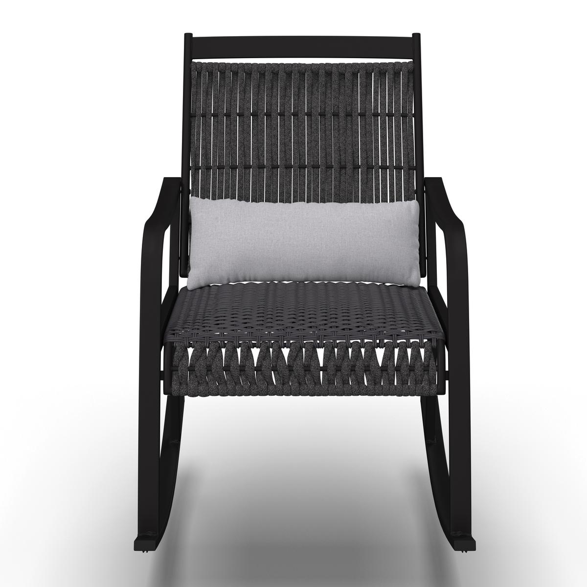 Balkonset Mathilda Hellgrau Outdoorstoff/Metall +Abdeckung - Hellgrau/Schwarz, MODERN, Kunststoff/Textil - Bessagi Garden