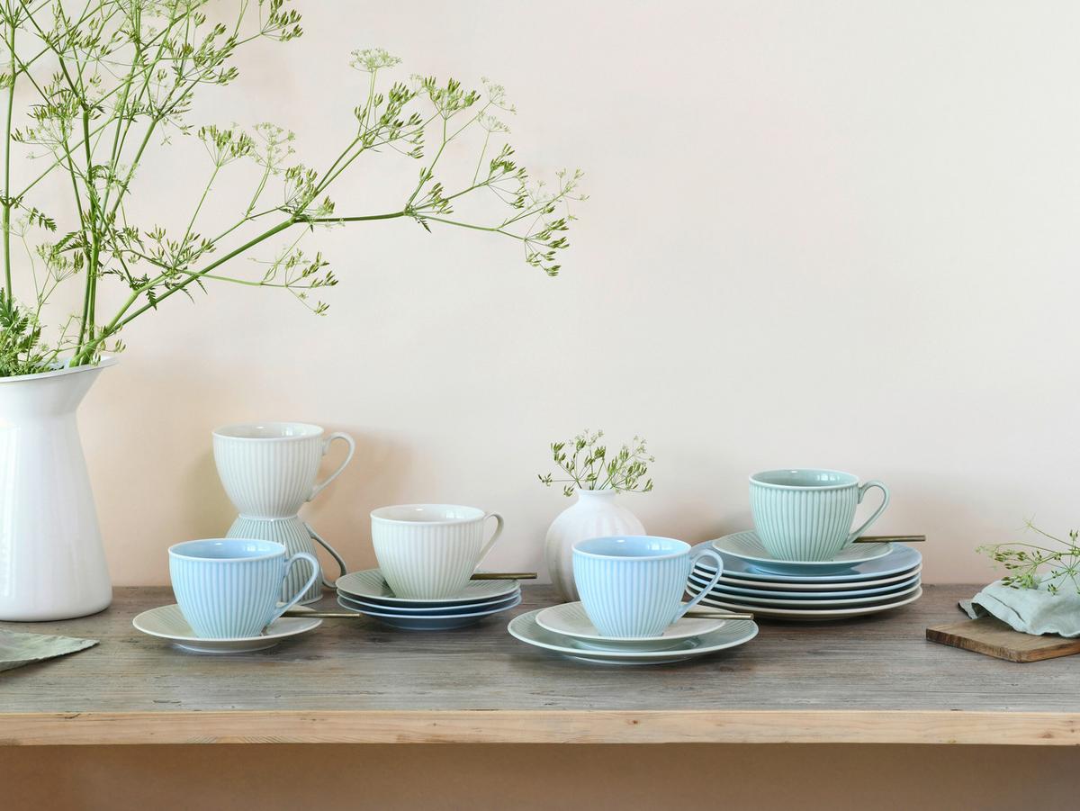 Kavni Servis Valencia, 18-Delni - pastelno modra/krem barve, Basics, keramika - Creatable
