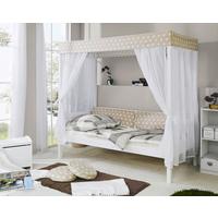 Postelja Z Baldahinom Lino, 90x200, Bela, Bež - bela/bež, Moderno, les (90/200cm) - MID.YOU