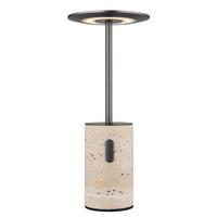 AKKU-TISCHLEUCHTE 21050 TRAVERTIN - Weiss/Graphitfarben, Design, Kunststoff/Stein (12/27,6cm) - Globo