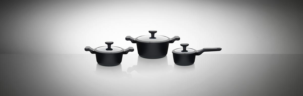 Főzőedénykészlet Solo - fekete/áttetsző, Modern, műanyag/Üveg - Premium Living