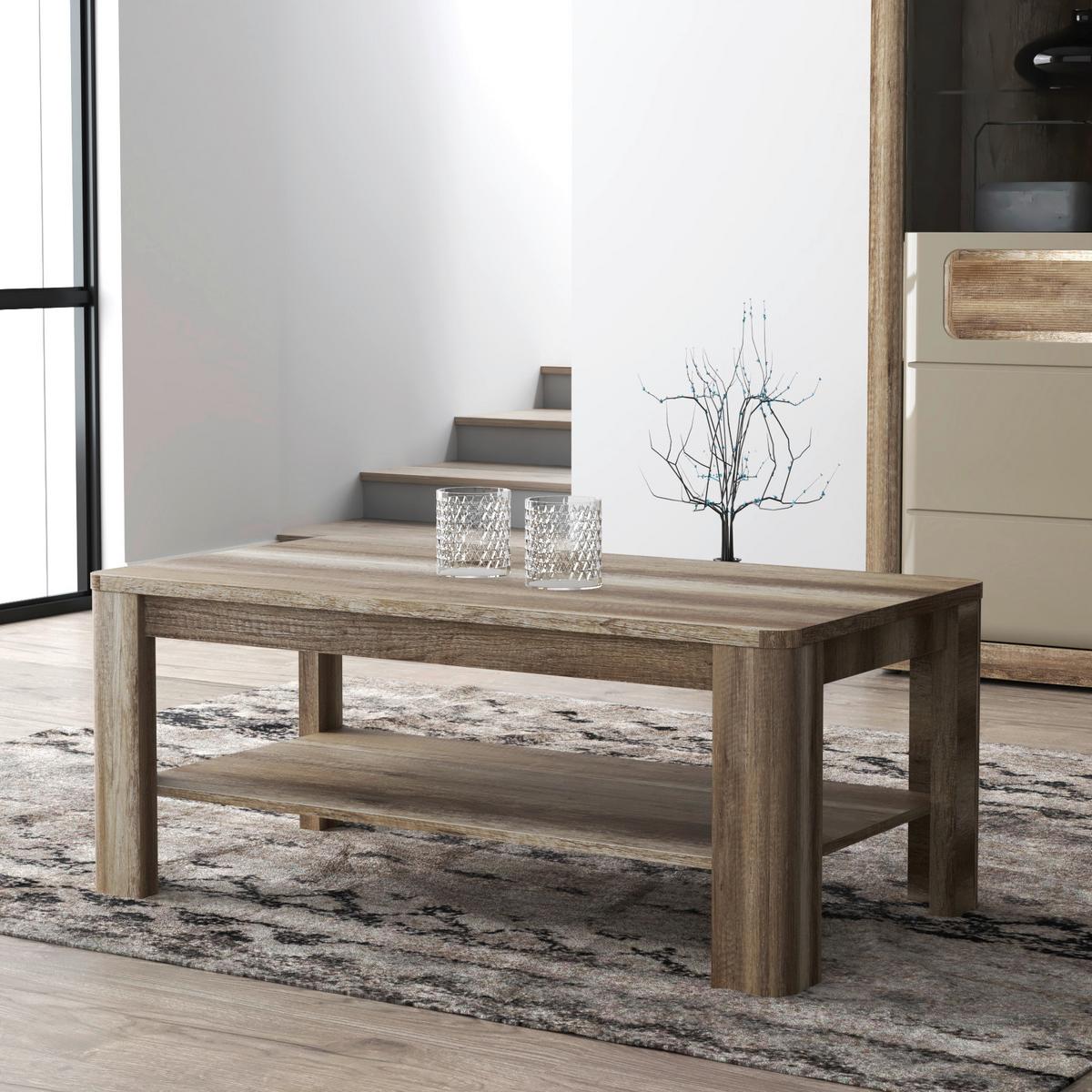 Măsuță pentru canapea Tiziano - culoare lemn stejar, Modern, plastic/material pe bază de lemn (110/45/60cm) - Modern Living