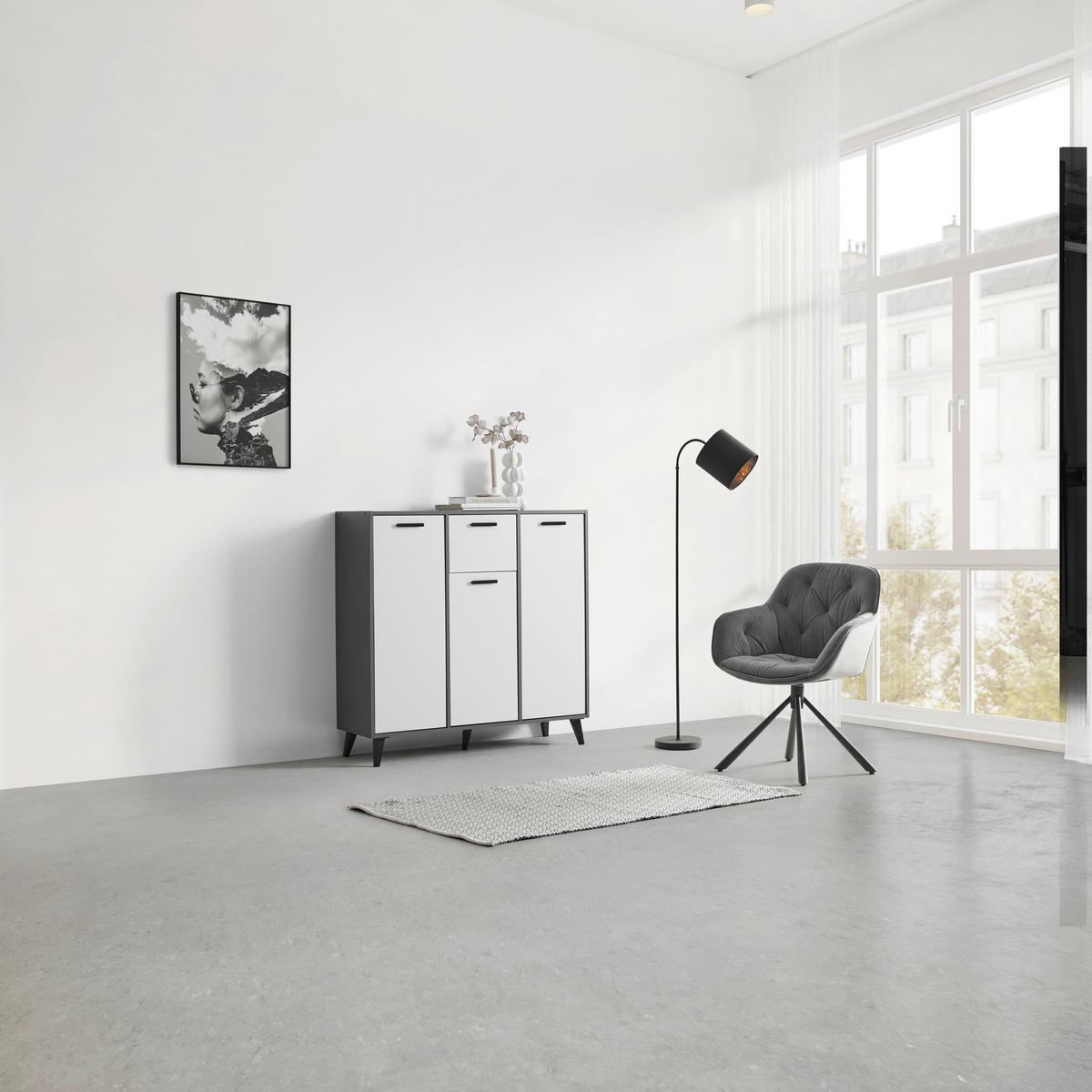 Kommode Ibiza Anthrazit/Weiß - Schwarz, KONVENTIONELL, Holzwerkstoff/Kunststoff (107/92/33cm) - Mömax