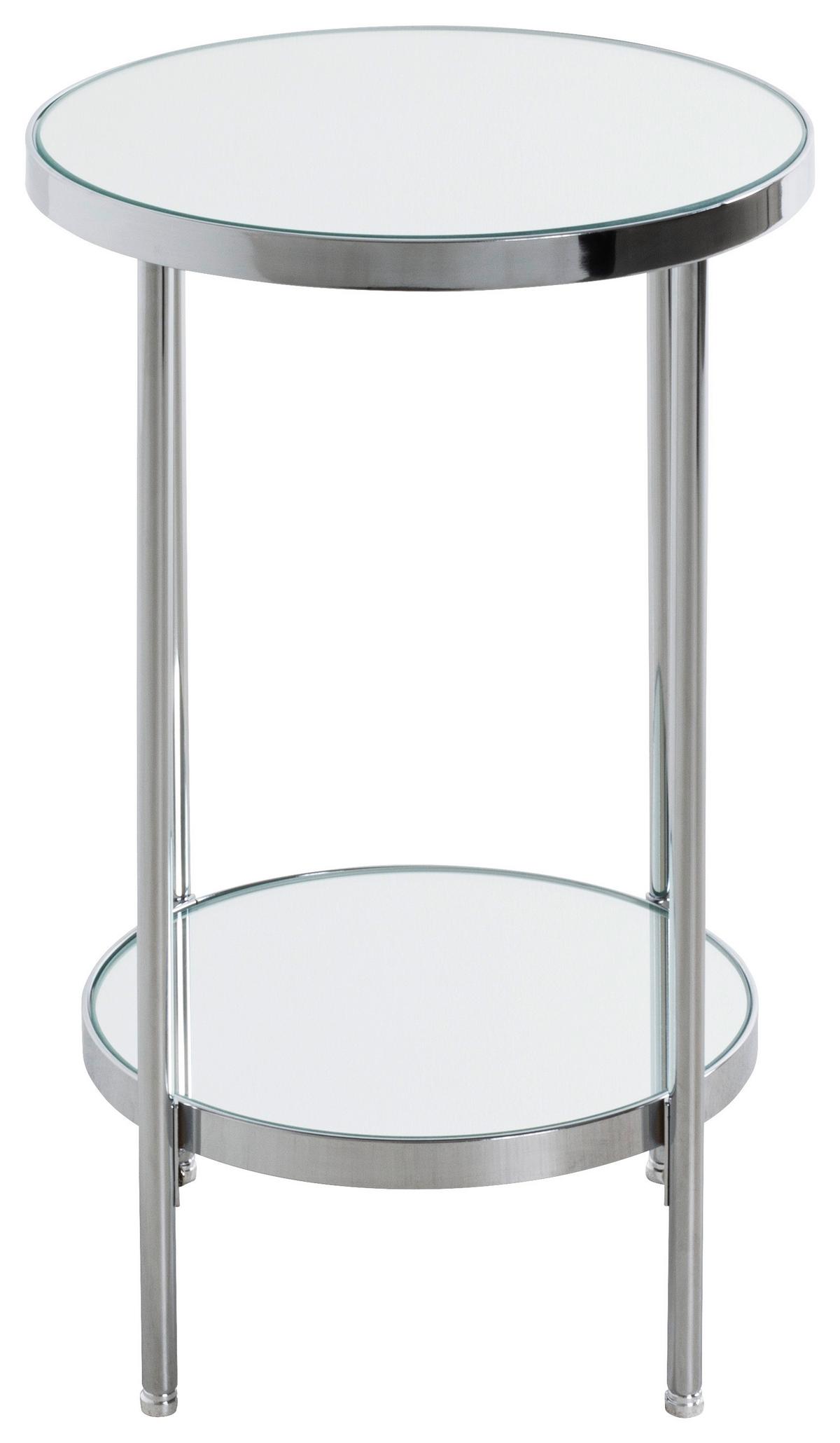 STOLIK BOCZNY PALAIS - kolor chromowy, Trend, metal/szkło (28/28/46cm)