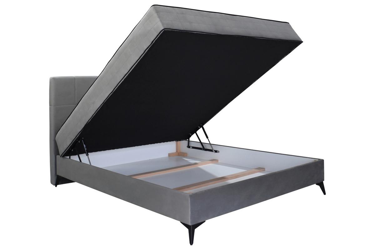 Box Krevet Lina - siva/crna, Moderno, drvni materijal/drvo (180/200cm) - Modern Living