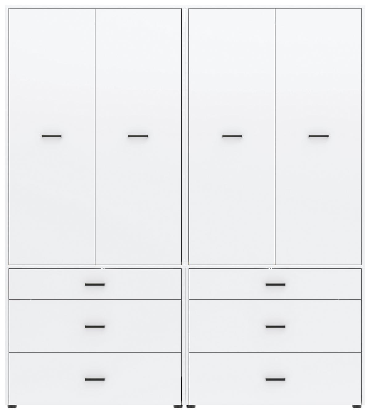 Kleiderschrank Kivo Weiß - Schwarz/Weiß, Basics, Holzwerkstoff/Kunststoff (180/199,6/52,1cm) - Based