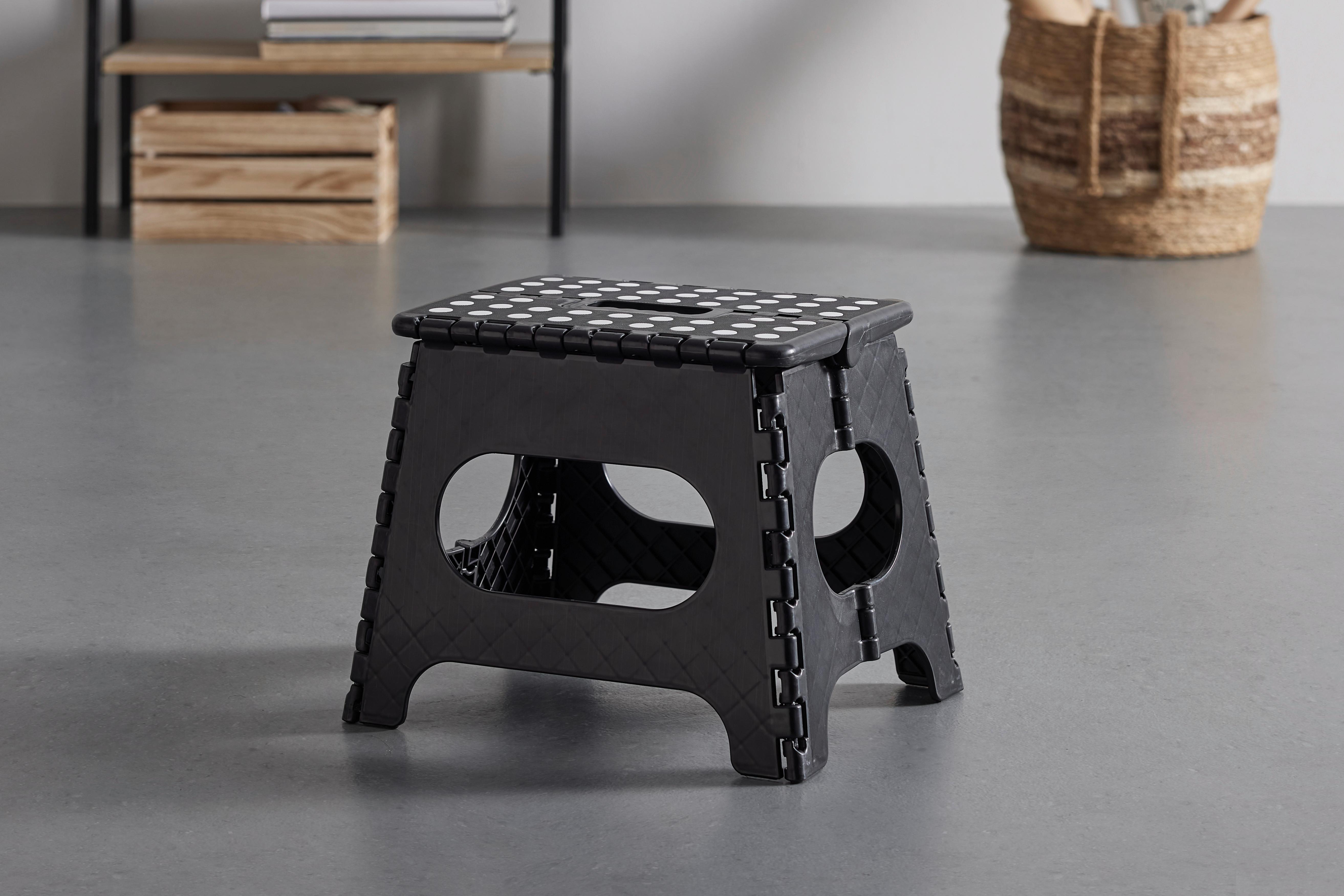 HOPFÄLLBAR PALL KURT -SB- - svart, Klassisk, plast (34/27/26cm) - Mömax