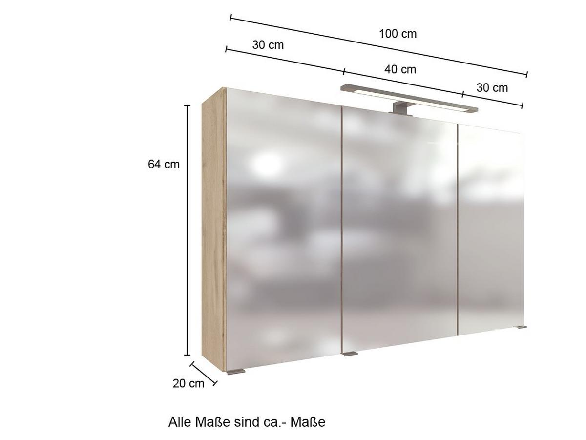 Badezimmer Manchester ca. 130 cm Eiche Wotan - Eichefarben/Weiß, MODERN, Holzwerkstoff/Stein (130cm) - Held