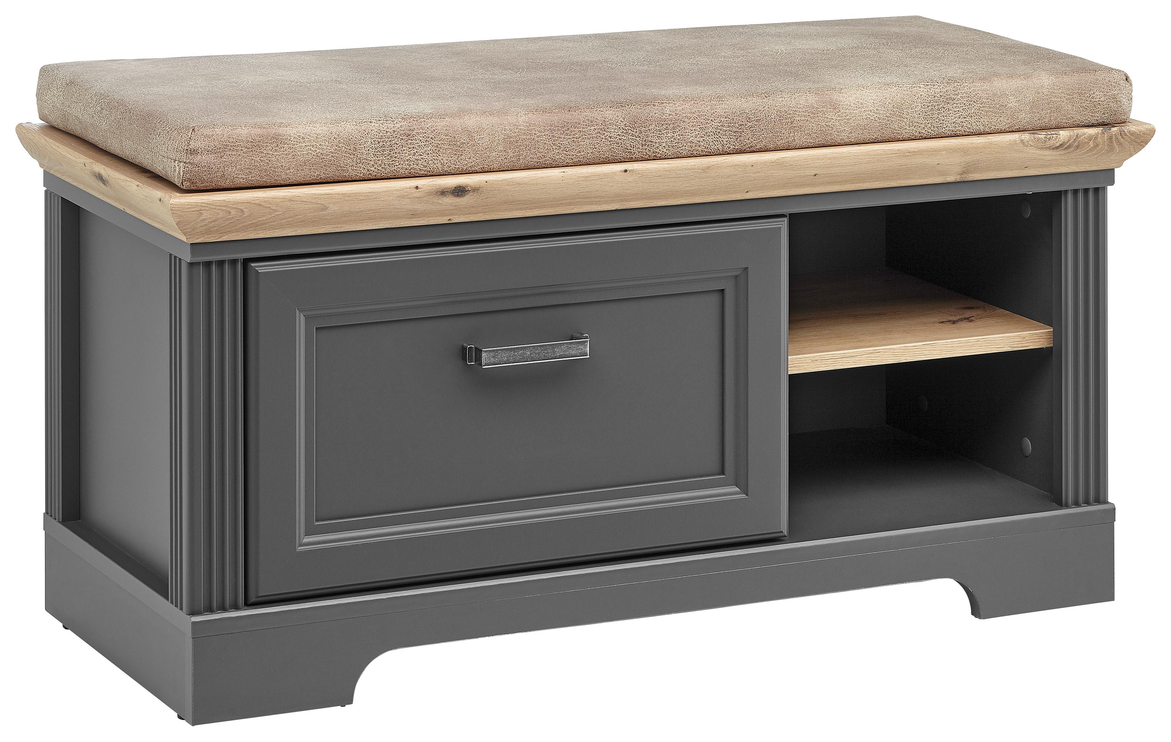 Előszobapad Szürke Jasmin - bézs/grafitszürke, Romantik / Landhaus, faalapú anyag/fém (93/49/41cm) - Zandiara