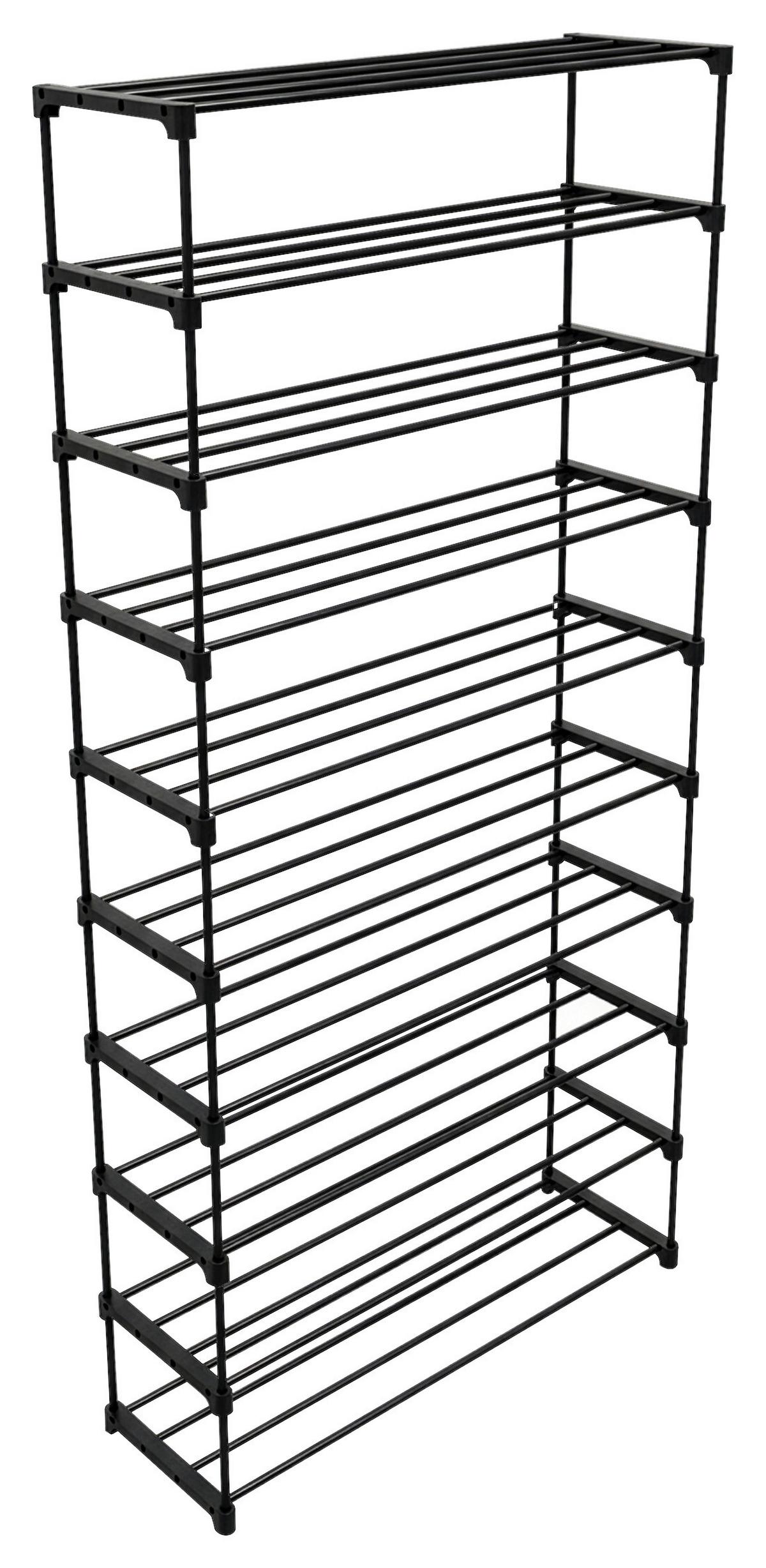 Etajeră încălțăminte GRANDO - negru, Konventionell, plastic/metal (94/194/30cm) - Based