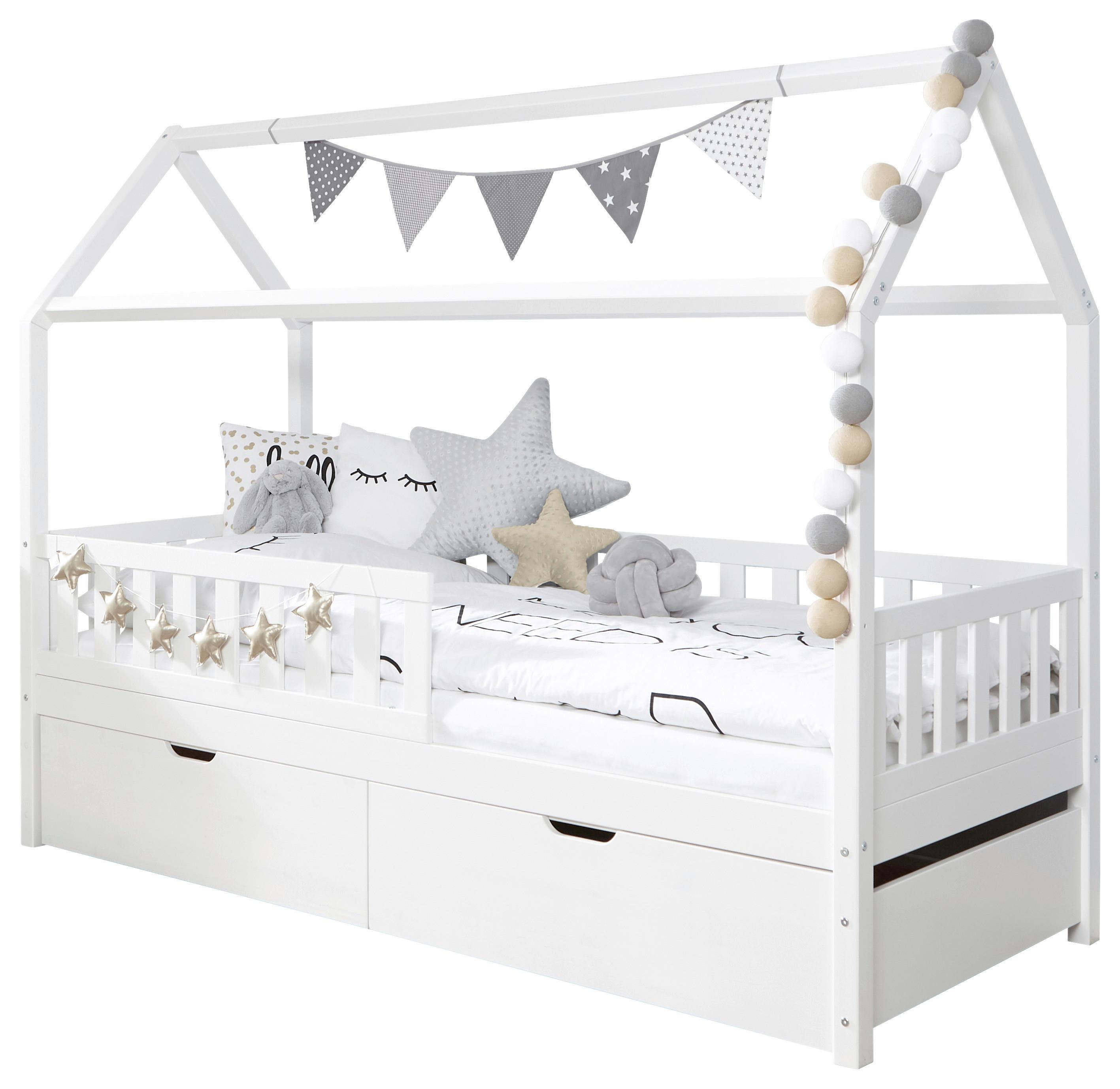 HAUSBETT 90x200cm Weiß - Weiß, MODERN, Holz (90/200cm) - MID.YOU