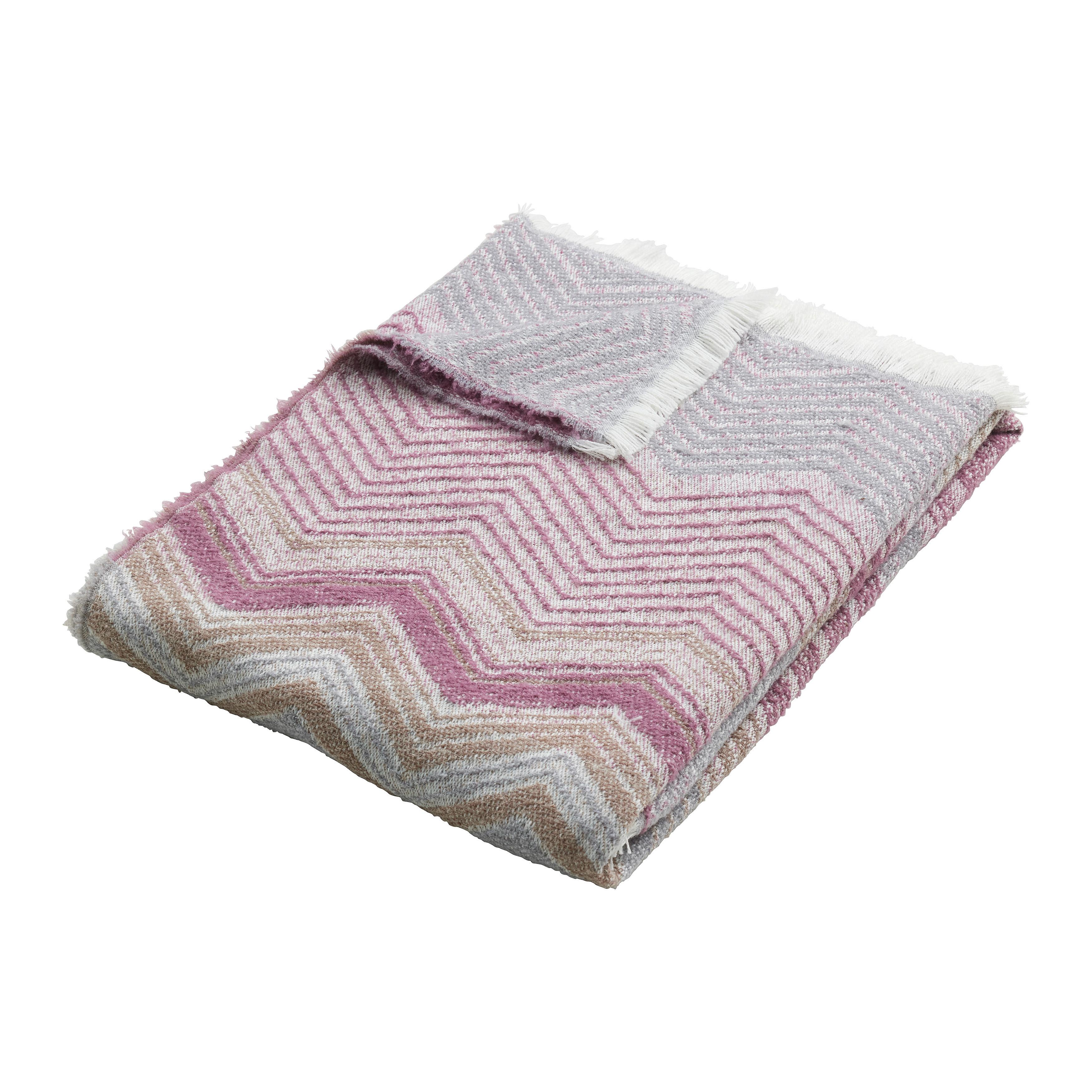 Kuscheldecke ZickZack Weiß/Beere ca. 130x170cm - Beere/Weiß, MODERN, Textil (130/170cm) - Mömax