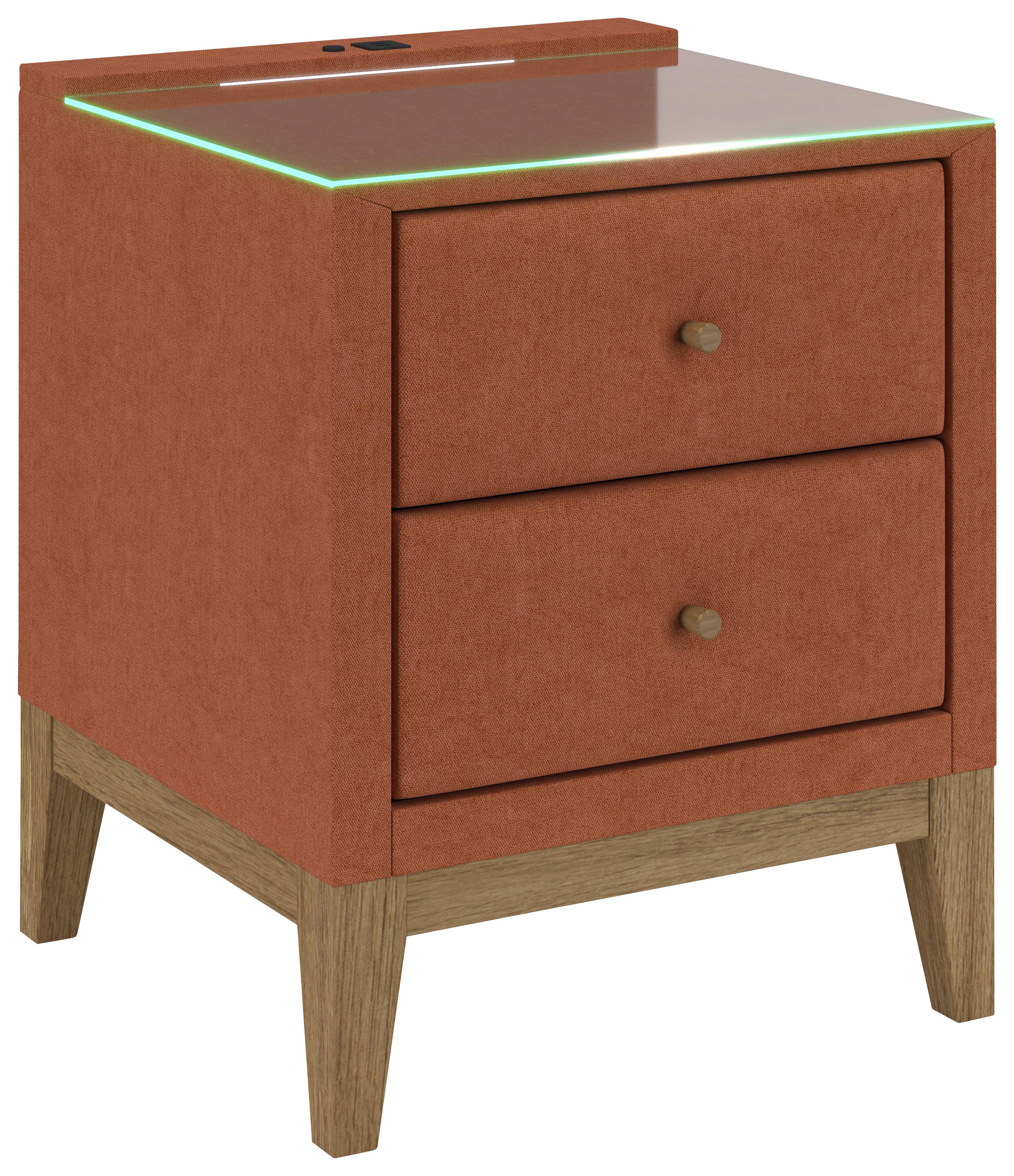 Nachtkästchen Elena Orange - Orange, KONVENTIONELL, Glas/Holz (48/68/45cm) - Sembella